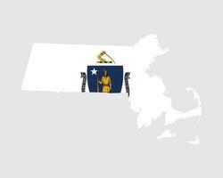 Massachusetts Karte Flagge. Karte von Ma, USA mit das Zustand Flagge. vereinigt Zustände, Amerika, amerikanisch, vereinigt Zustände von Amerika, uns Zustand Banner. Vektor Illustration.