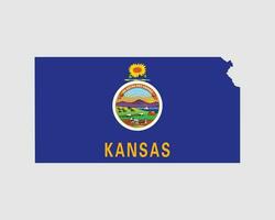 Kansas Karte Flagge. Karte von ks, USA mit das Zustand Flagge. vereinigt Zustände, Amerika, amerikanisch, vereinigt Zustände von Amerika, uns Zustand Banner. Vektor Illustration.