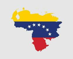 Venezuela Flagge Karte. Karte von das bolivarisch Republik von Venezuela mit das venezolanisch Land Banner. Vektor Illustration.