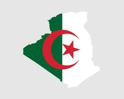 algerier Karta flagga. Karta av algeriet med de nationell flagga av algeriet isolerat på vit bakgrund. vektor illustration.