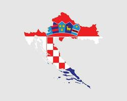 kroatien Karta flagga. Karta av kroatien med de kroatisk Land baner. vektor illustration.