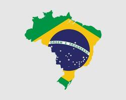 Brasilien Karte Flagge. Karte von Brasilien mit das Brasilianer Land Flagge. Vektor Illustration.