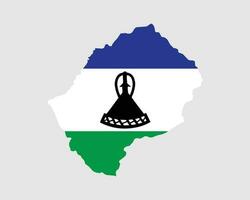 lesotho Karta flagga. Karta av de rike av lesotho med de mosotho Land baner. vektor illustration.