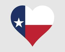 Texas USA Herz Flagge. tx uns Liebe gestalten Zustand Flagge. Texan vereinigt Zustände von Amerika Banner Symbol Zeichen Symbol Clip Art. eps Vektor Illustration.