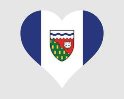 nordväst områden kanada hjärta flagga. nt kanadensisk kärlek form territorium flagga. nwt baner ikon tecken symbol ClipArt. eps vektor illustration.