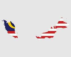 Malaysia Karte Flagge. Karte von Malaysia mit das malaysisch Land Banner. Vektor Illustration.