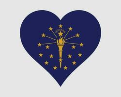 Indiana USA Herz Flagge. im uns Liebe gestalten Zustand Flagge. Hoosier vereinigt Zustände von Amerika Banner Symbol Zeichen Symbol Clip Art. eps Vektor Illustration.