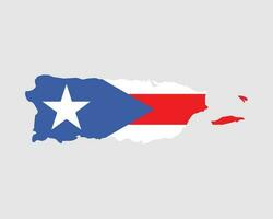 puerto rico Karta flagga. Karta av de samväldet av puerto rico med de puerto rican flagga isolerat på en vit bakgrund. oinkorporerad och organiserad oss samväldet. vektor illustration.