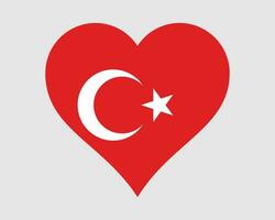 Truthahn Herz Flagge. Türkisch Türke Liebe gestalten Land Nation National Flagge. Republik von Truthahn Banner Symbol Zeichen Symbol. eps Vektor Illustration.
