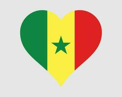 Senegal Herz Flagge. senegalesisch Liebe gestalten Land Nation National Flagge. Republik von Senegal Banner Symbol Zeichen Symbol. eps Vektor Illustration.