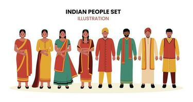 indisk människor i traditionell kläder illustration vektor