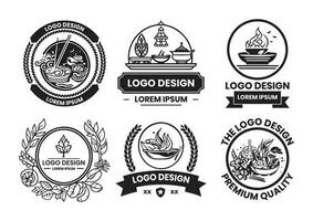 thai restaurang logotyp i platt linje konst stil vektor