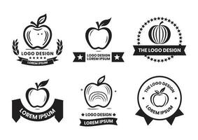 äpple logotyp i platt linje konst stil vektor