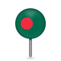 Kartenzeiger mit Land Bangladesch. Bangladesch-Flagge. Vektor-Illustration. vektor