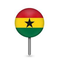 Kartenzeiger mit Land Ghana. Ghana-Flagge. Vektor-Illustration. vektor