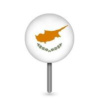 Kartenzeiger mit Land Zypern. Zypern-Flagge. Vektor-Illustration. vektor