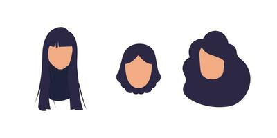 uppsättning av ansikten av flickor av annorlunda nationaliteter. isolerat. vektor. vektor