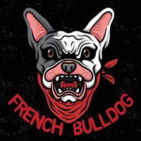 fransk bulldog huvud logo esport illustratör vektor