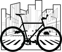 Fahrrad im das Stadt Logo Design, schwarz und Weiß vektor