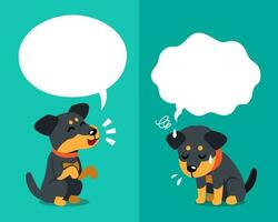 vektor tecknad serie karaktär söt tysk jakt terrier hund uttrycker annorlunda känslor med Tal bubblor