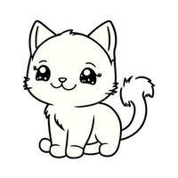 söt glad kattunge. vektor illustration för färg bok i klotter stil