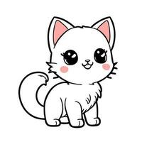söt kattunge med rosa kinder. vektor illustration för färg bok i klotter stil