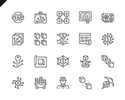 Einfaches Set von Cryptocurrency Verwandte Vector Line Icons