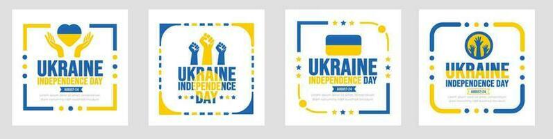 ukraina oberoende dag social media posta baner design uppsättning bakgrund mall. Semester begrepp. bakgrund, baner, plakat, kort, och affisch design mall med text inskrift vektor