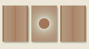 estetisk båge och Sol brun affisch uppsättning i minimalistisk stil vektor