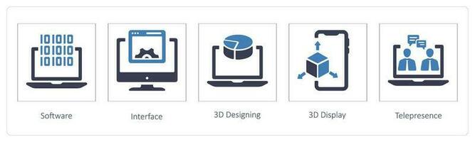 programvara, gränssnitt och 3d design vektor