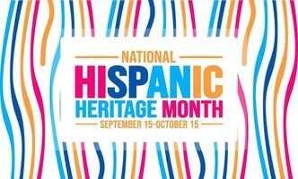 nationell latinamerikan arv månad firande färgrik bakgrund, typografi, baner, plakat, kort, och affisch design mall. är årligen berömd från september 15 till oktober 15 i de usa. vektor