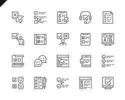 Einfaches Set Survey Related Vector Line Icons