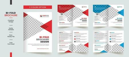 sauber korporativ Bifold Broschüre Vorlage Prämie Stil mit modern Stil und sauber Konzept verwenden zum Geschäft Vorschlag und Geschäft Profil vektor