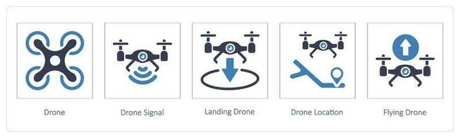 Drohne, Drohne Signal und Landung Drohne vektor