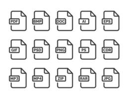 Datei Format Symbol einstellen isoliert auf Weiß Hintergrund vektor