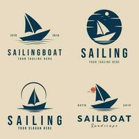einstellen Segeln Boot Logo Design minimalistisch Symbol und Symbol Vektor Illustration Design