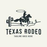 häst silhuett rodeo texas cowboy årgång retro Västra Land logotyp design mall vektor