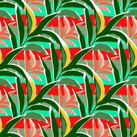 stilisiert tropisch Palme Blätter Hintergrund. Urwald Palme Blatt nahtlos Muster. vektor