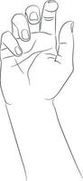 Hand gezeichnet Hand. leeren Kontur isoliert auf Weiß Hintergrund. Hand gezeichnet weiblich Hand skizzieren. schwarz Gliederung auf Weiß Hintergrund. Vektor Illustration