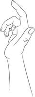 Hand gezeichnet Hand. leeren Kontur isoliert auf Weiß Hintergrund. Hand gezeichnet weiblich Hand skizzieren. schwarz Gliederung auf Weiß Hintergrund. Vektor Illustration