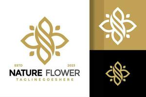 Brief n Natur Blume Logo Design Vektor Symbol Symbol Illustration
