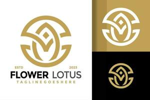 brev en och m lotus blomma logotyp design vektor symbol ikon illustration