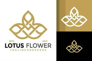 lotus blommor spa och blad logotyp design vektor symbol ikon illustration