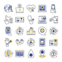 Bündel von Gesundheits-Online-Icons vektor