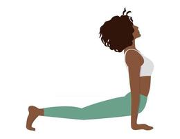 svart kvinna gör yoga isolerad på den vita bakgrunden. vektor illustration