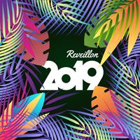 2019 guten Rutsch ins Neue Jahr-tropischer Feiertags-Konzept-Hintergrund vektor