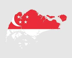 Singapur Flagge Karte. Karte von das Republik von Singapur mit das singapurisch Land Banner. Vektor Illustration.