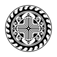 traditionell Maori runden tätowieren Design. editierbar Vektor Illustration. ethnisch Kreis Ornament. afrikanisch Maske.