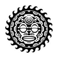 traditionell maori runda tatuering design. redigerbar vektor illustration. etnisk cirkel prydnad. afrikansk mask.