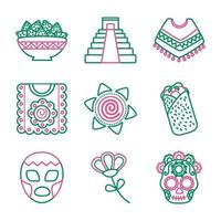 Bündel mexikanischer Set-Icons vektor